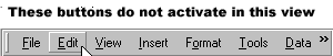 Menu bar of non-active buttons
