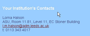 Contact details of institutional contact