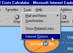 Internet Options from the Tools menu