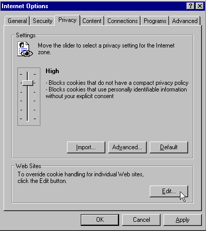 Edit button within Internet Options dialog box