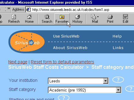 Faborite button in IE