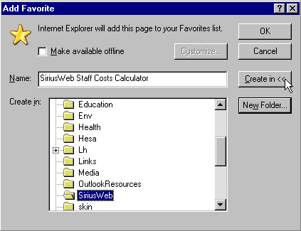 Add Favorite dialog box