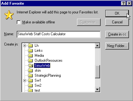 Add Favorite dialog box